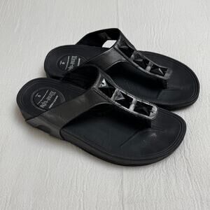 Skechers Black Gem Flip Flop Sandals With A Chunky Sole Size 9